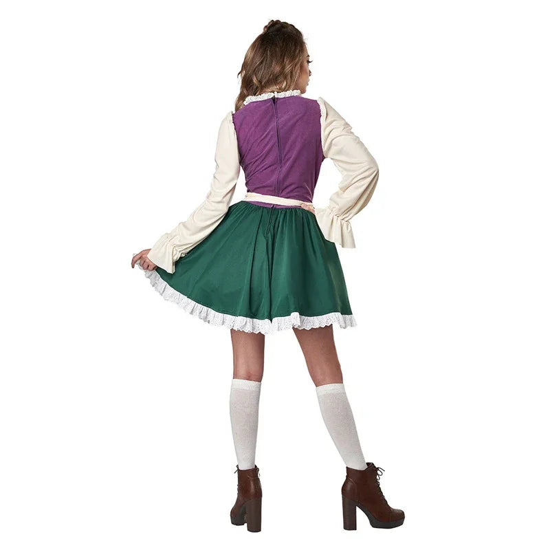 Dirndl Trachtenkleid für Damen, Grün-Violett, Kurz