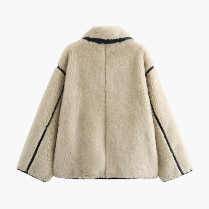 Damen Winter Oversize Kurzjacke im modernen Teddy-Stil – Trendige Freizeitjacke für kalte Tage