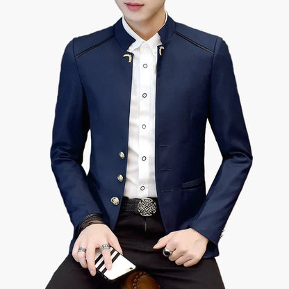 Men's Modern Blazer Jacket with Stand-up Collar – Elegant Casual and Party Look