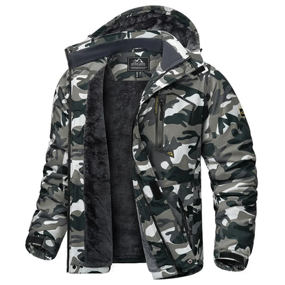 Men's outdoor jacket with hood and faux-fur lining - weatherproof and warm