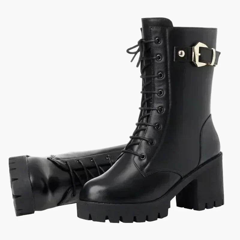 Women's winter ankle boots with heels and laces – Warm lined fashion boots