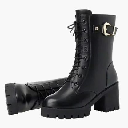 Women's winter ankle boots with heels and laces – Warm lined fashion boots