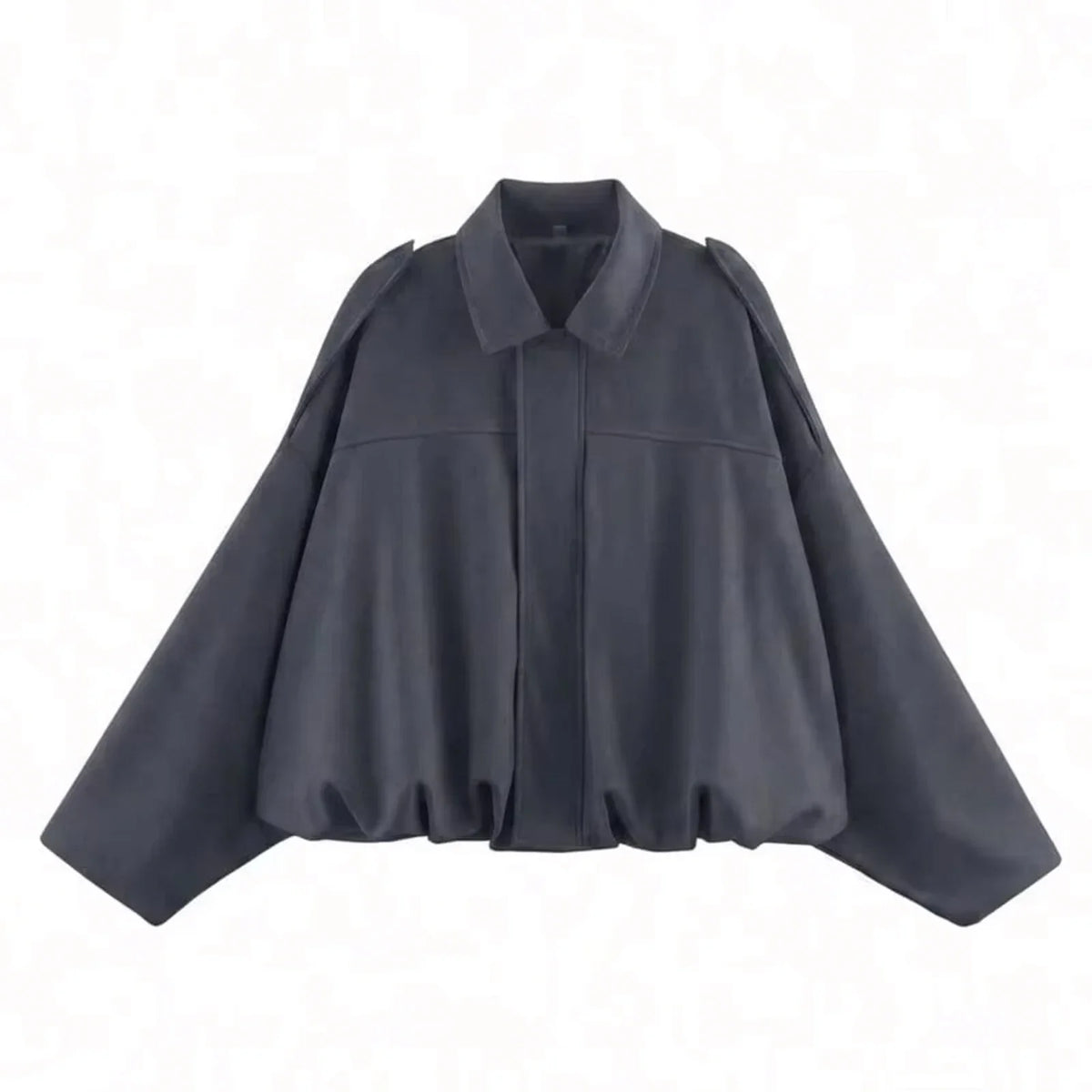 Women's cropped short transition jacket with lapel collar and long sleeves