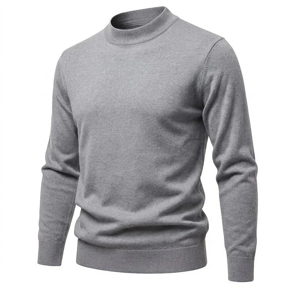 Men's long-sleeve mock-neck basic knit sweater