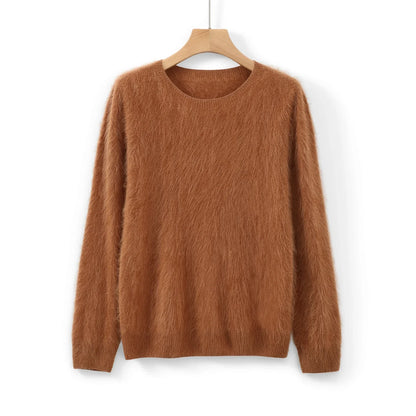 Soft women's crew-neck long-sleeve knit sweater