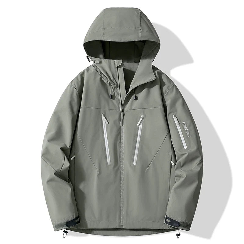 Unisex Kapuzenjacke Outdoor Wasserdicht mit Reißverschlusstaschen