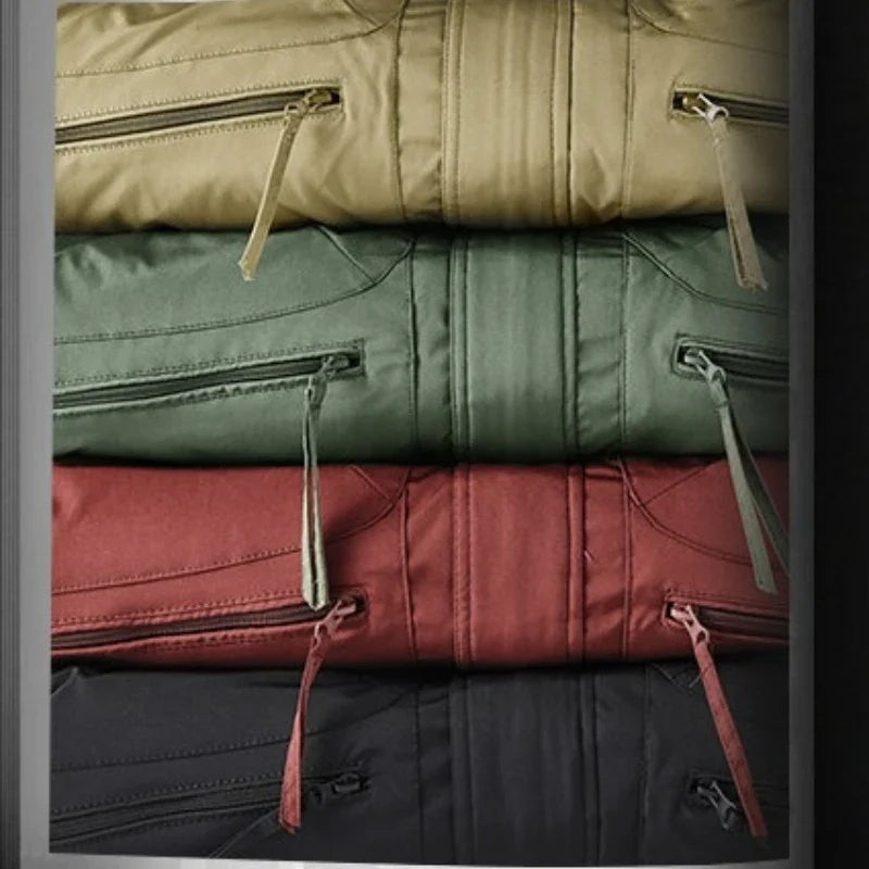 Men's hooded winter jacket, lined and warm, green