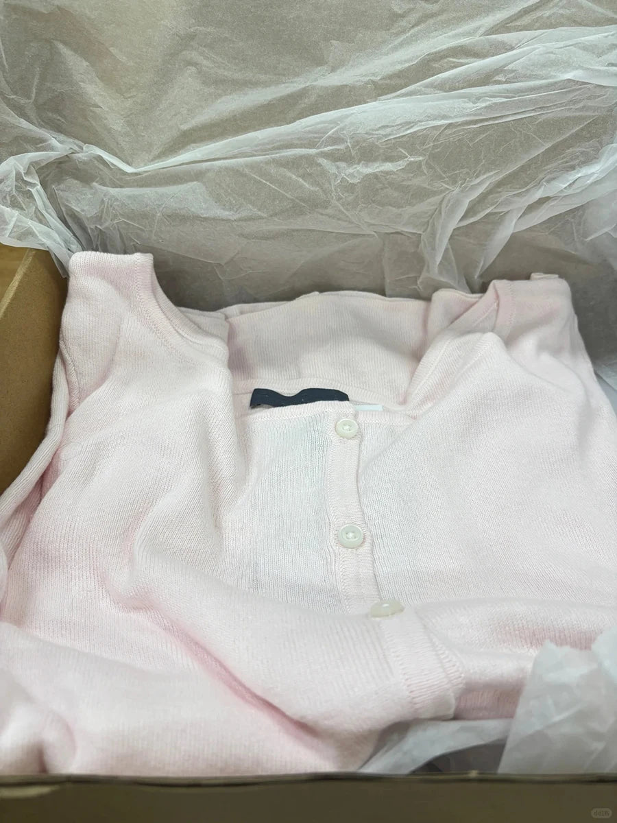 Damen Strick-Cardigan mit Knopfleiste, Rosa, Langarm