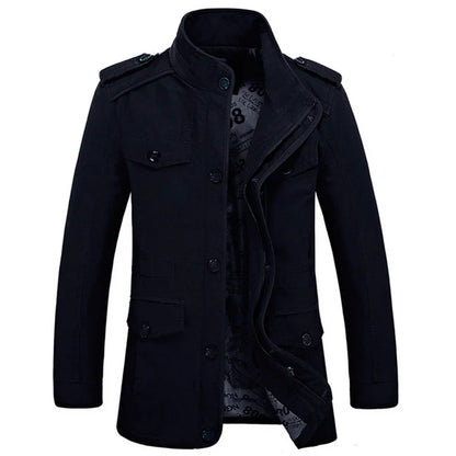 Men's Military Style Casual Jacket – Outdoor Transitional Jacket with Many Pockets