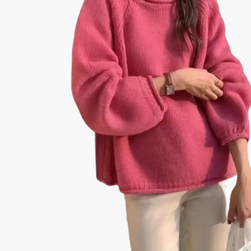 Damen Pullover Lockerer Basic Strickpullover im französischen Stil – Modischer Freizeit-Look für Alltag und Büro