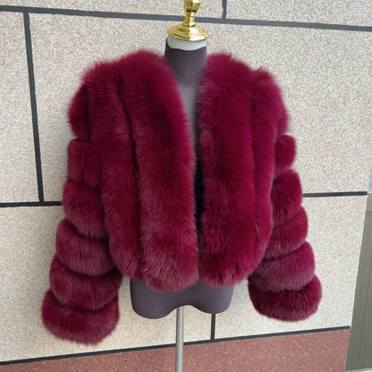 Kurze Damen Pelzimitat Jacke Winter Warm Cropped