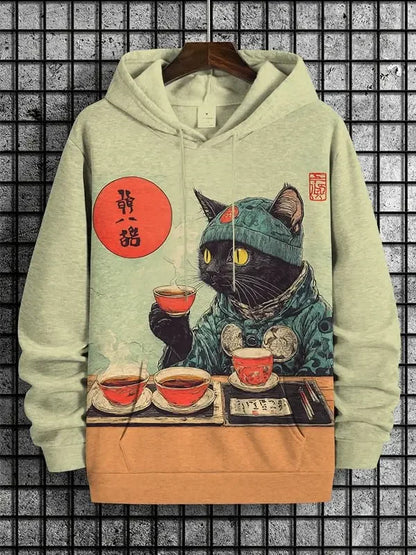 Hoodie with cat print and kangaroo pocket – Various designs