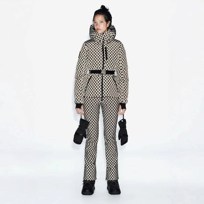 Gesteppte Damen Winterjacke mit Kapuze und Gürtel