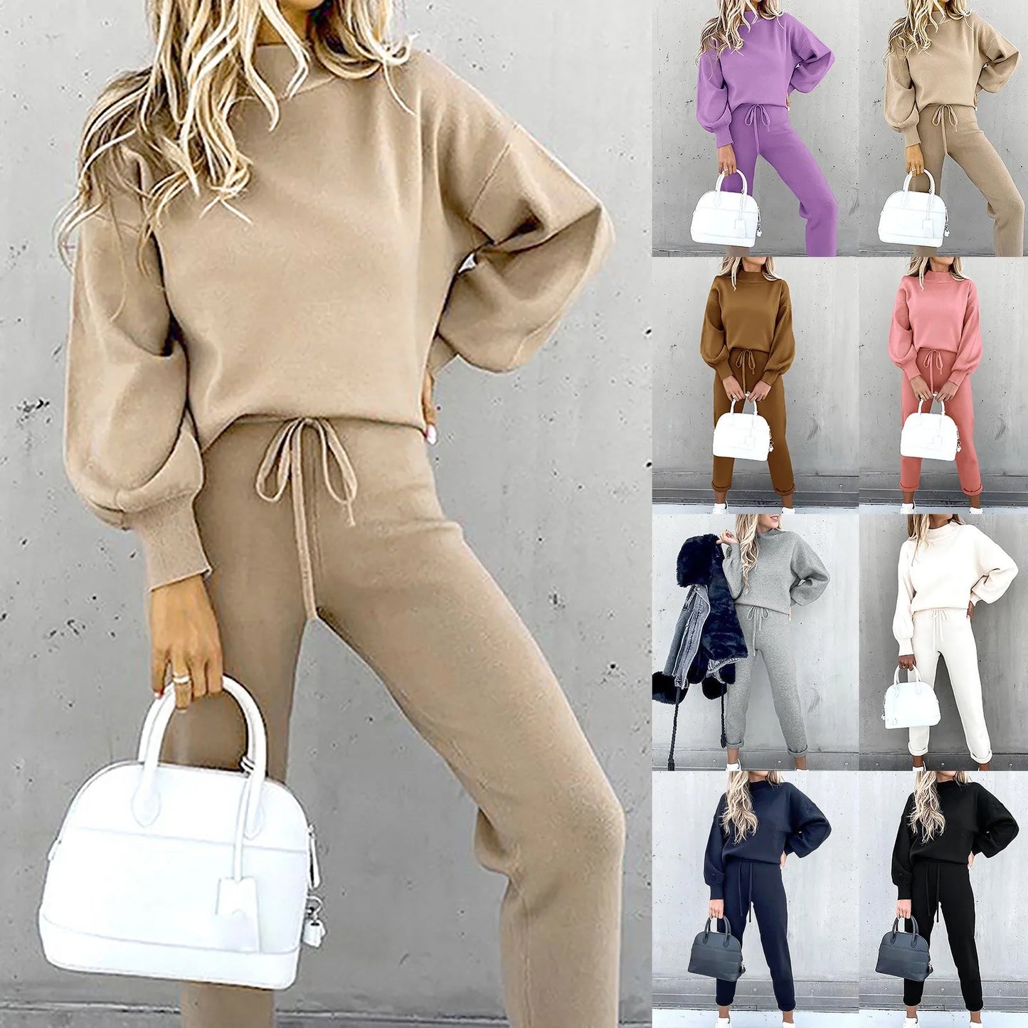 Women's Casual Two-Piece Set – Fashionable Lounge Outfit with Wide-Leg Pants and Long-Sleeve Shirt, Perfect for Everyday & Streetwear