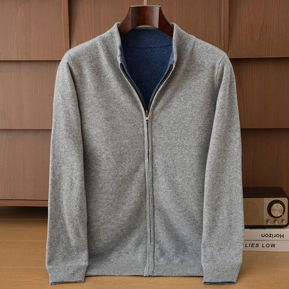 Wende-Strickjacke mit Stehkragen und Reißverschluss