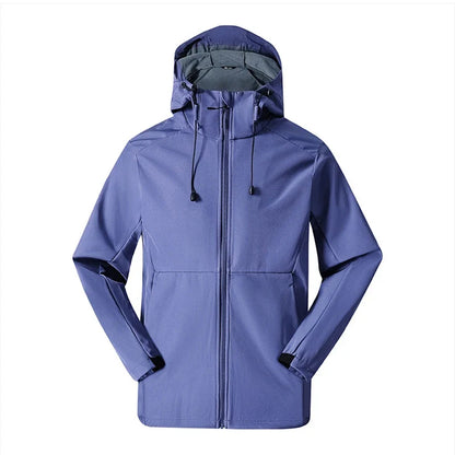 Unisex outdoor jacket with hood and zipper – water-repellent, windproof, warm