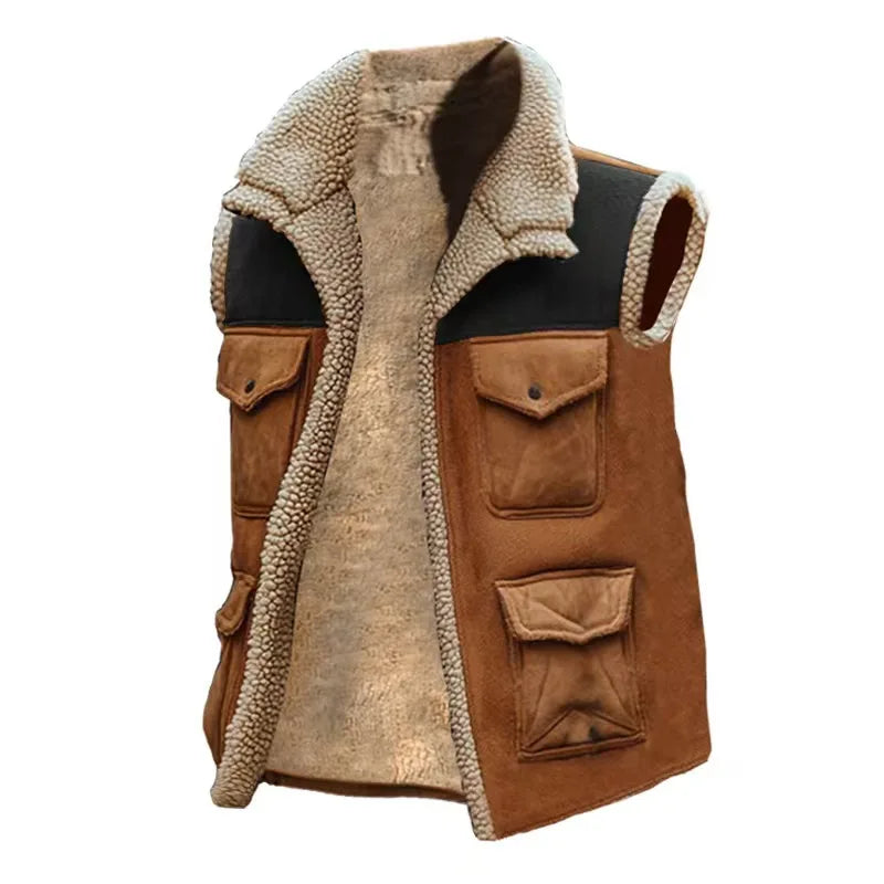 Men's rustic brown vest with pockets