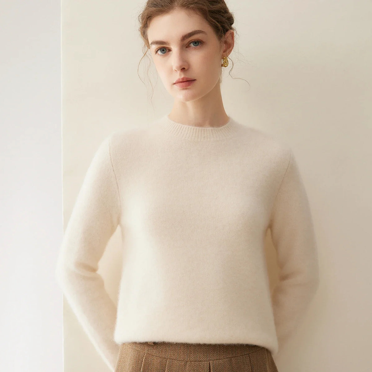 Damen Pullover Rundhalsausschnitt Langarm Weiches Material