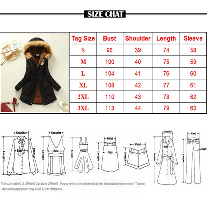 Women's winter parka with hood, faux-fur lining, drawstring, warm jacket