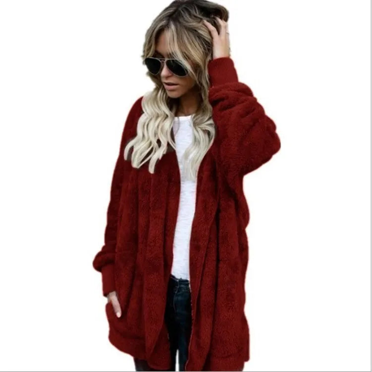 Damen Kuschelige Strickjacke Offen Flauschige Jacke Langarm