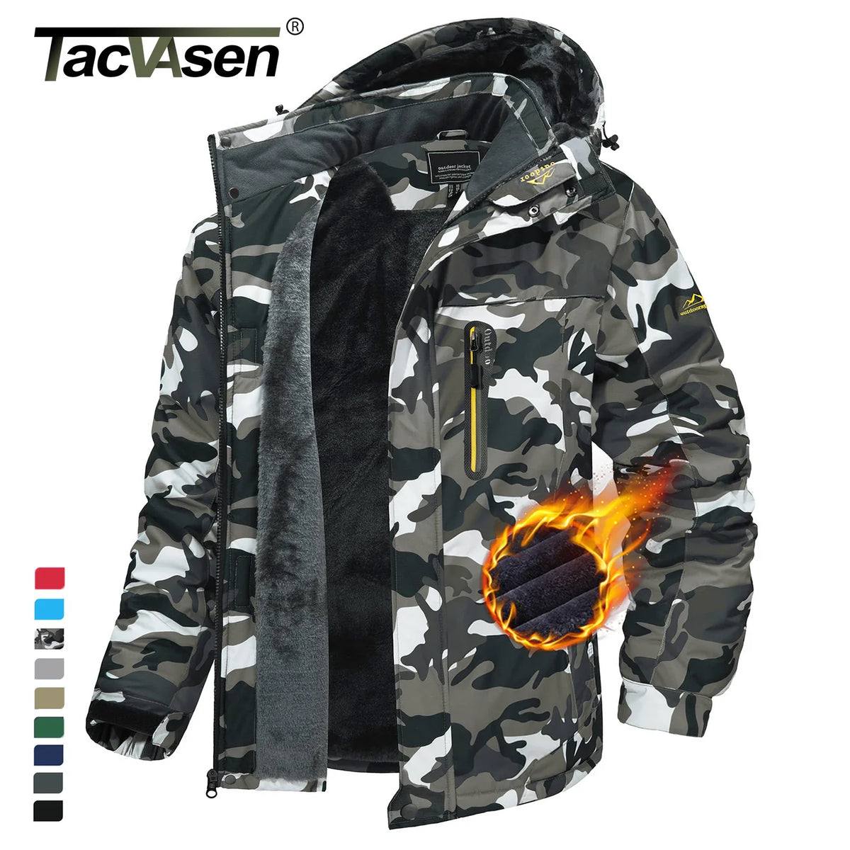 Winter Outdoorjacke Herren gefüttert Camouflage Kapuzenjacke