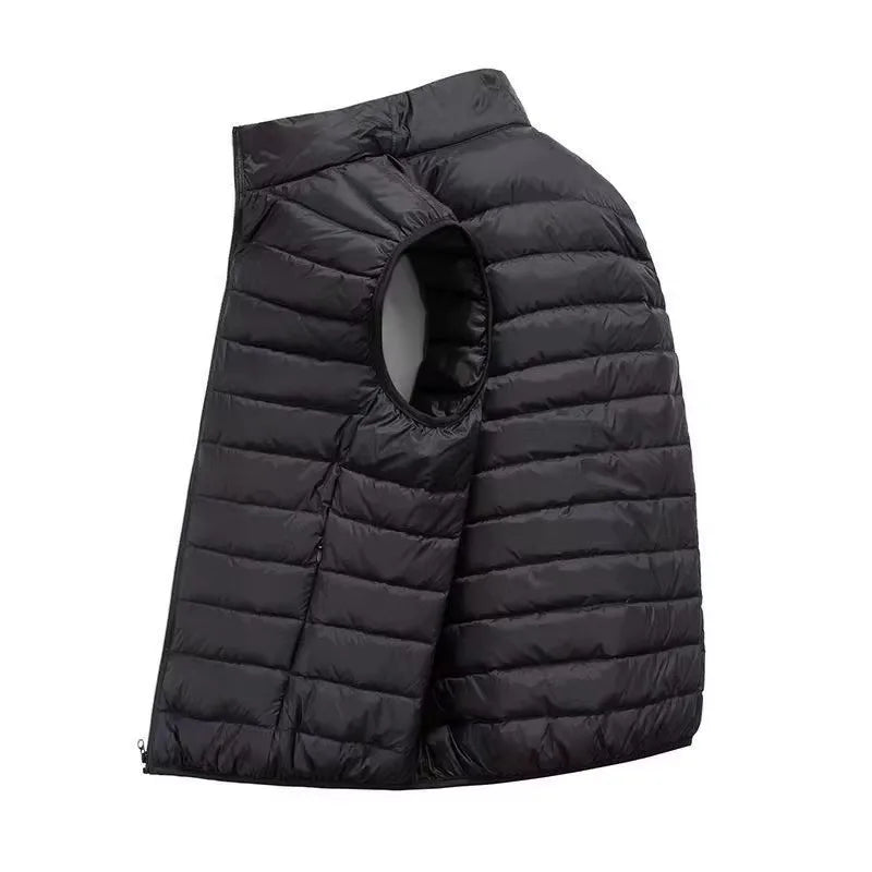 Unisex quilted vest, lightweight padded vest with stand-up collar