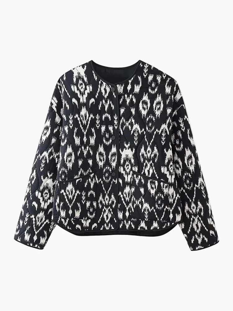 Damen Steppjacke im Ikat-Design – Modische Übergangsjacke für Alltag und Freizeit