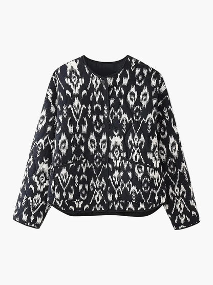 Damen Steppjacke im Ikat-Design – Modische Übergangsjacke für Alltag und Freizeit