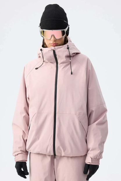 Winter ski jacket with hood and zipper, waterproof outdoor jacket for women