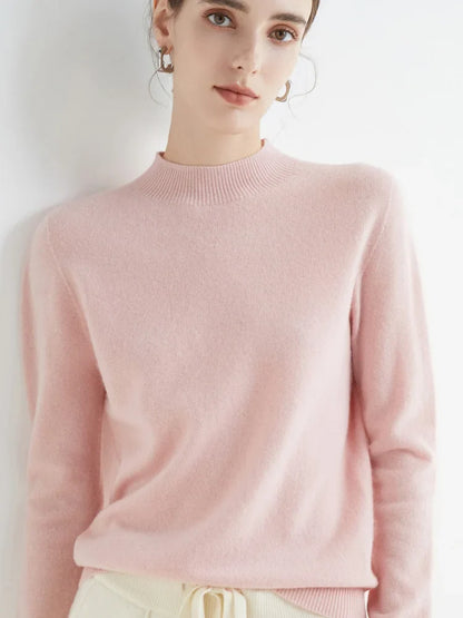 Women's fine-knit turtleneck sweater, long sleeve, basic