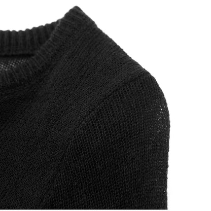Women's transparent knitted sweater, long sleeve, crew-neck