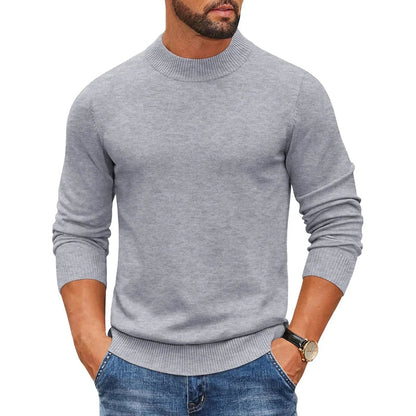 Herren Rollkragenpullover Langarm Feinstrick Mock Neck Pullover