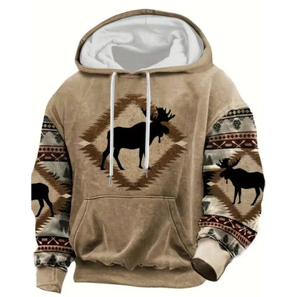 Unisex Kapuzenpullover mit Tiermotiv & Muster Kängurutasche