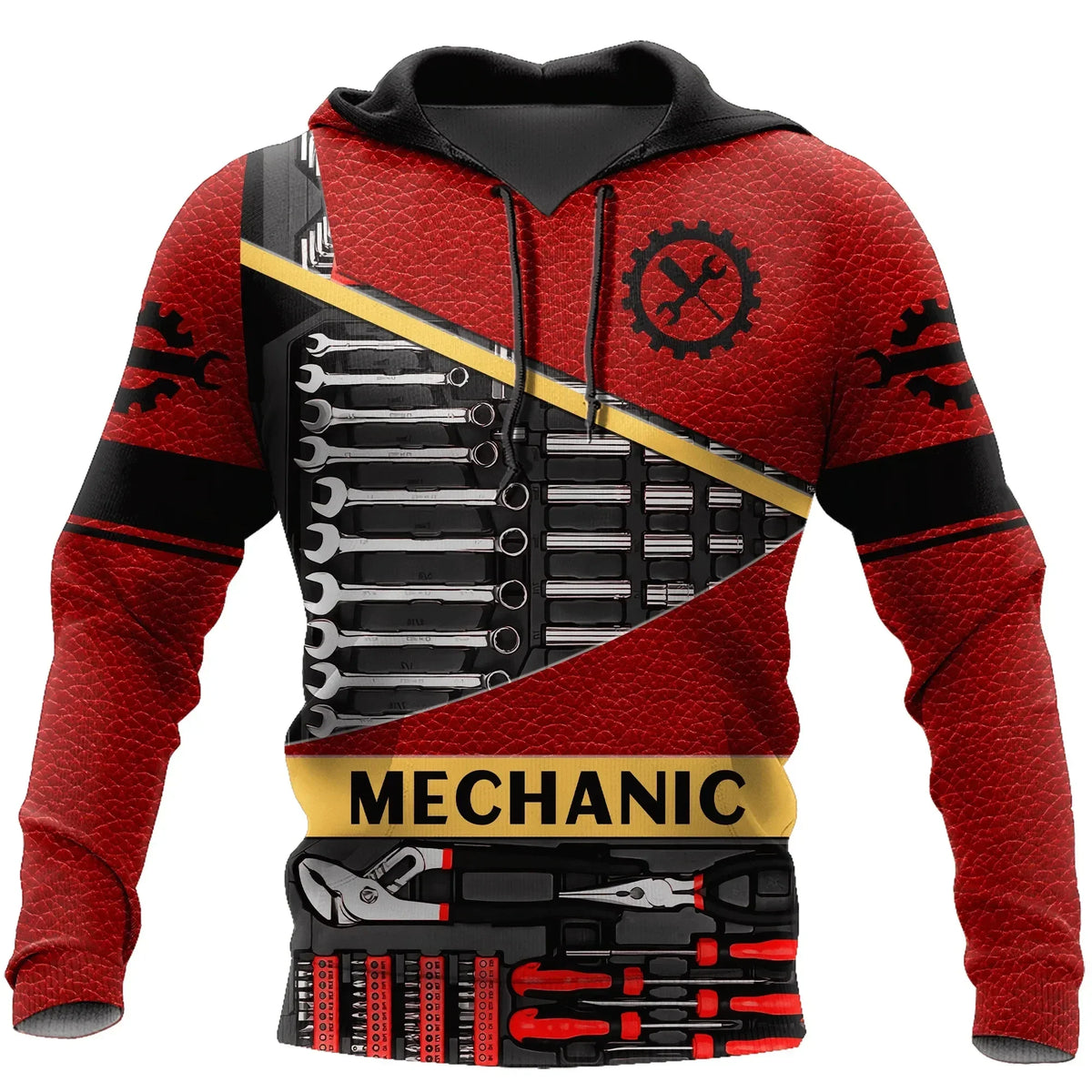 Hoodie mit Mechaniker-Thema und Grafikdruck, verschiedene Designs