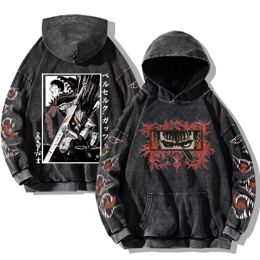 Oversized washed unisex hoodie with graphic print