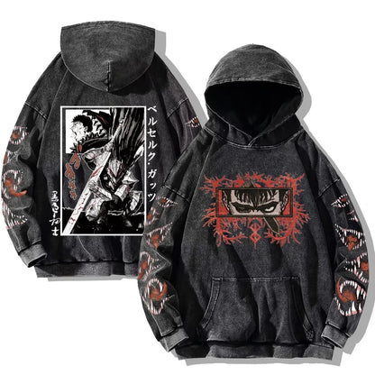 Oversized washed unisex hoodie with graphic print