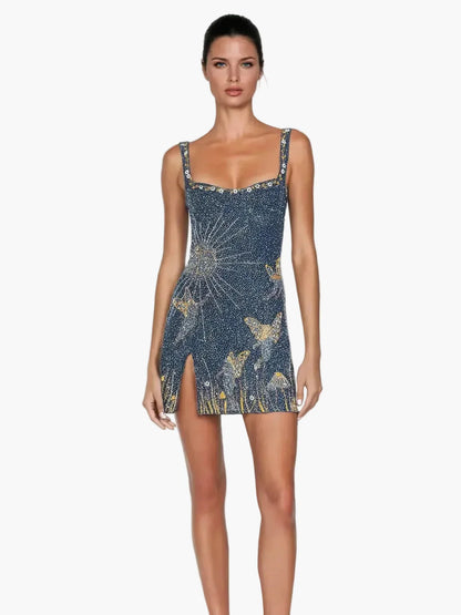 Damen Minikleid Partykleid mit schimmerndem Design und figurbetonter Passform für besondere Anlässe