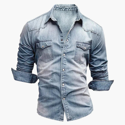 Men's Slim Fit Denim Shirt – Casual Denim Shirt in Western Style for Leisure & Everyday Use