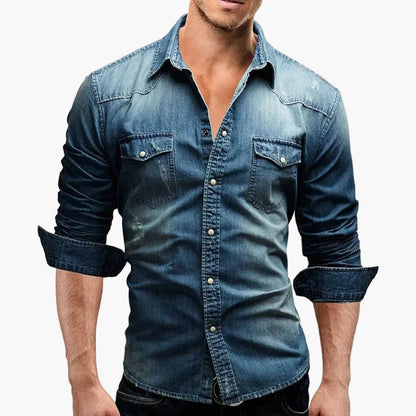Men's Slim Fit Denim Shirt – Casual Denim Shirt in Western Style for Leisure & Everyday Use