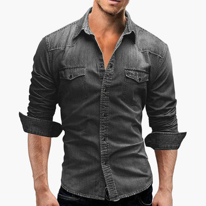 Men's Slim Fit Denim Shirt – Casual Denim Shirt in Western Style for Leisure & Everyday Use