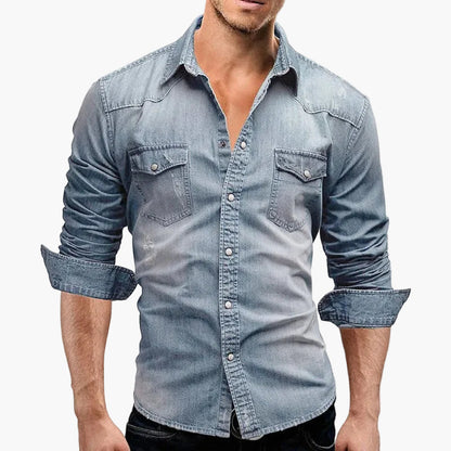 Men's Slim Fit Denim Shirt – Casual Denim Shirt in Western Style for Leisure & Everyday Use