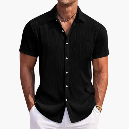 Men's Short-Sleeve Summer Shirt – Contemporary Casual Shirt with Stripes and Chest Pocket, Perfect for Everyday Wear and Vacation