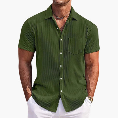 Men's Short-Sleeve Summer Shirt – Contemporary Casual Shirt with Stripes and Chest Pocket, Perfect for Everyday Wear and Vacation