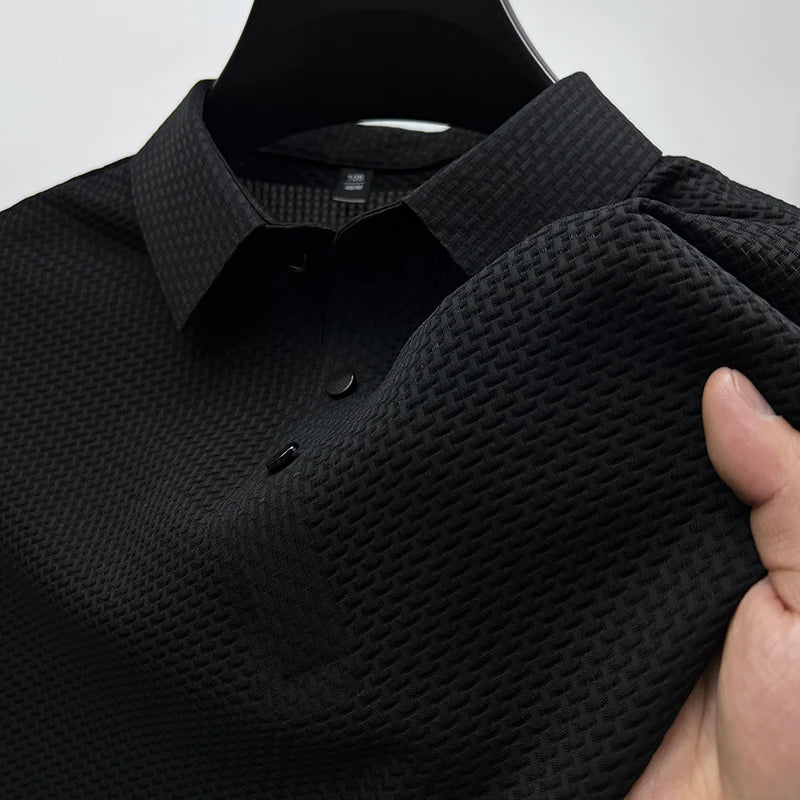 Men's Polo Shirt with Textured Pattern – Contemporary Design for Leisure and Everyday Wear