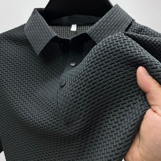Men's Polo Shirt with Textured Pattern – Contemporary Design for Leisure and Everyday Wear