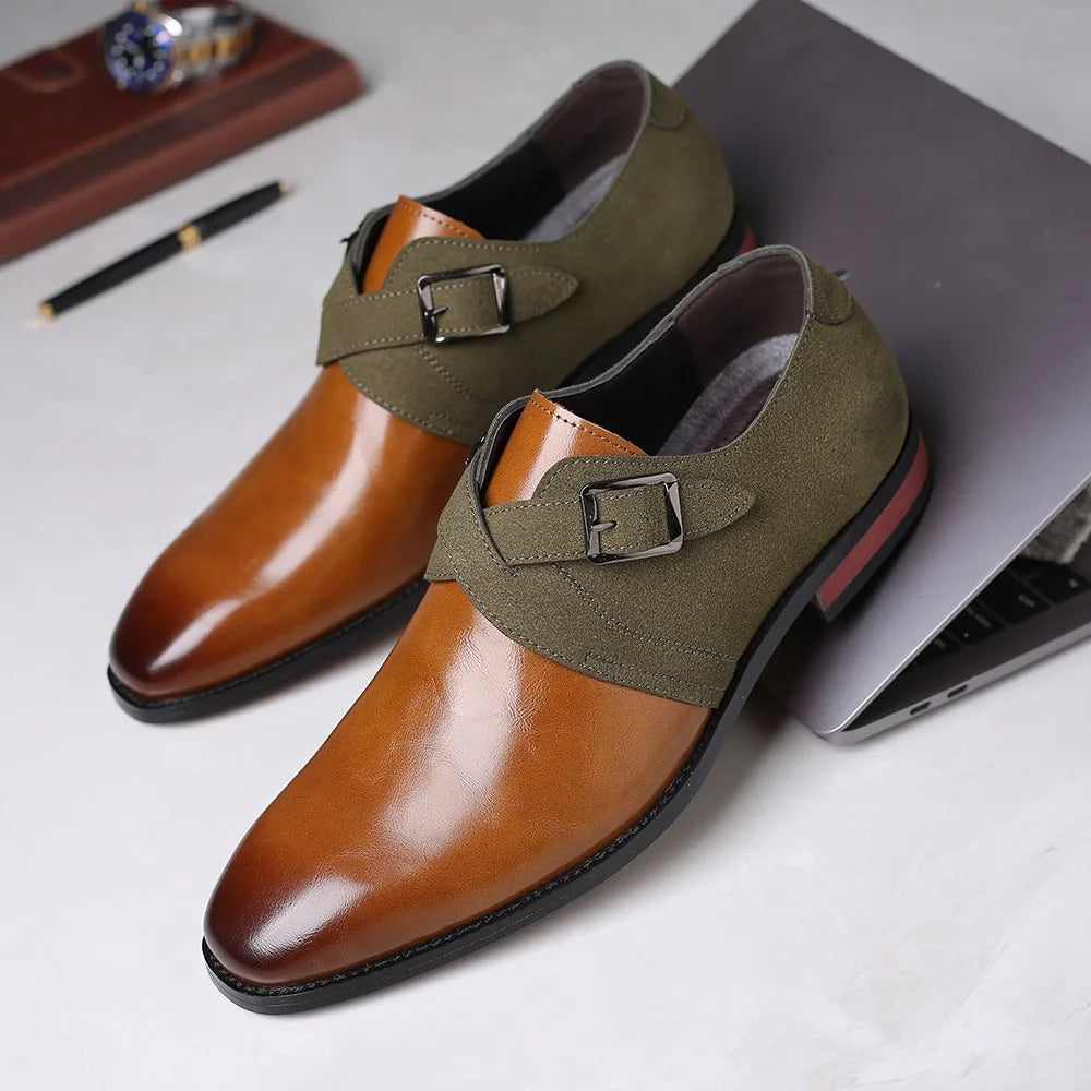 Men's Monkstrap Business Shoes with Double Buckle – Elegant Classic for Office & Events