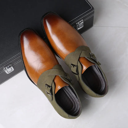 Men's Monkstrap Business Shoes with Double Buckle – Elegant Classic for Office & Events
