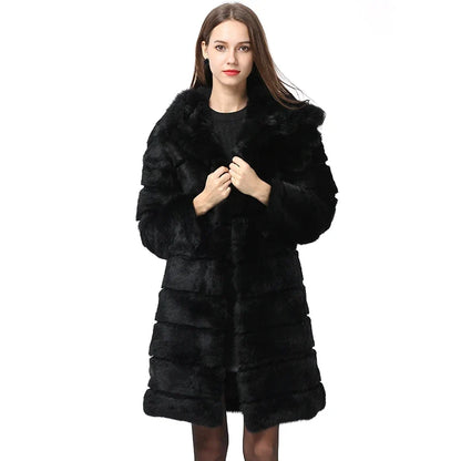 Damen Mantel mit Kapuze, Schwarz, aus weichem Material