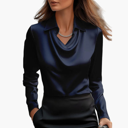 Women's Elegant Blouse with Waterfall Collar – Business & Festive Look
