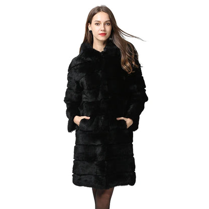 Damen Mantel mit Kapuze, Schwarz, aus weichem Material